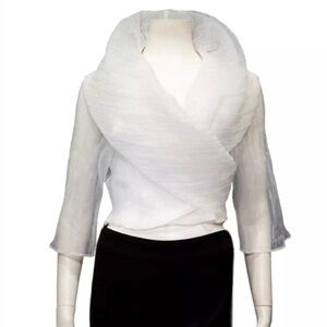 Samuel Dong New With Tags crinkle organza bolero wrap - white
